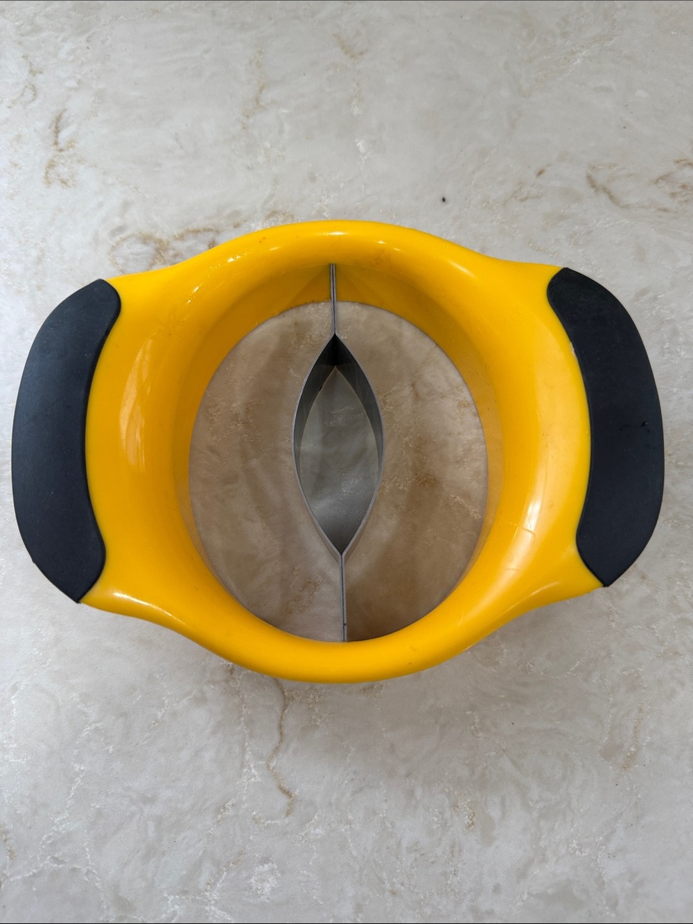 Yellow Apple Slicer with Black Non-Slip Handles